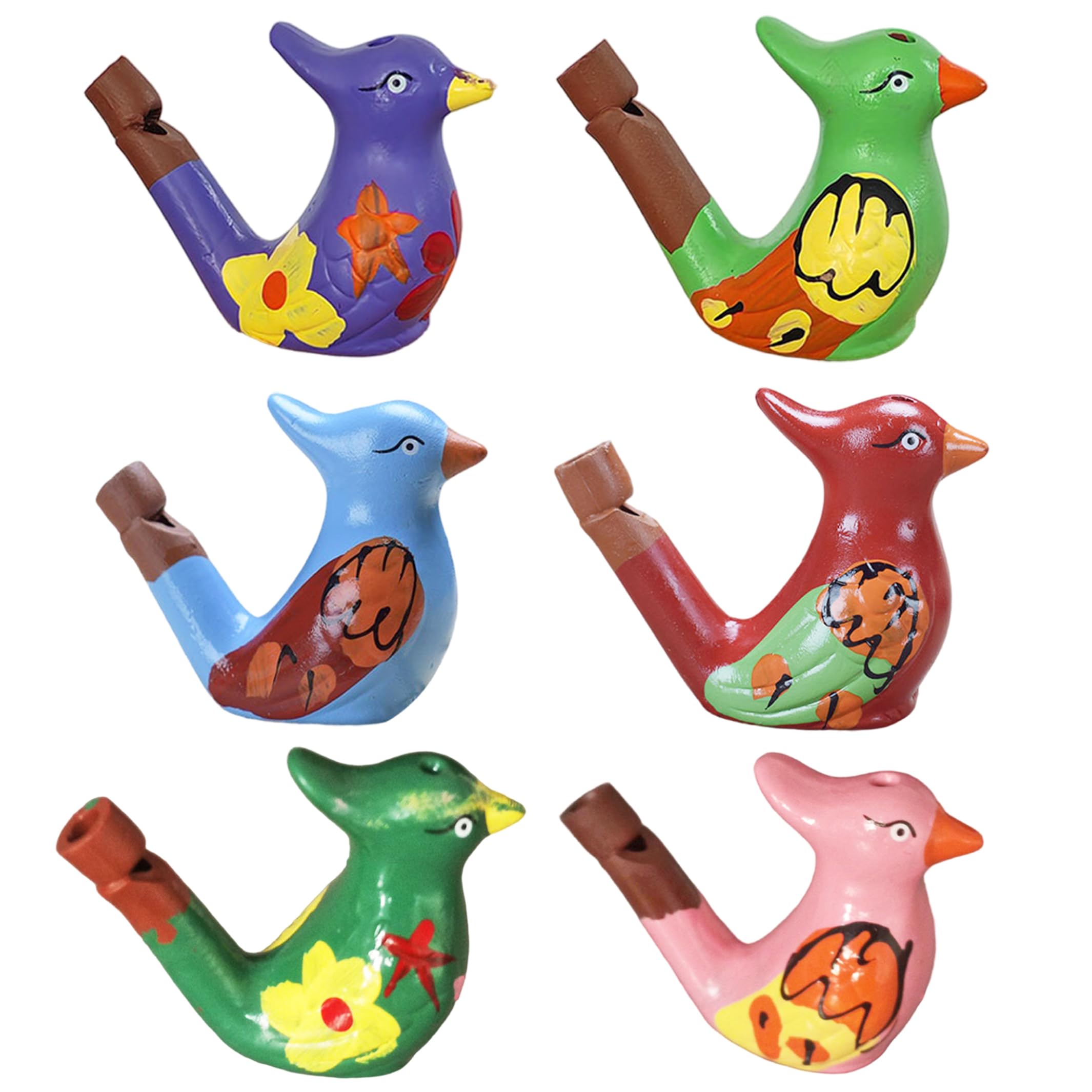 Striegro 6PCS Bird Whistle, Bird Whistle for Kids, Cute Purple Clay Portable Water Whistles for Play, Decor, Favors.