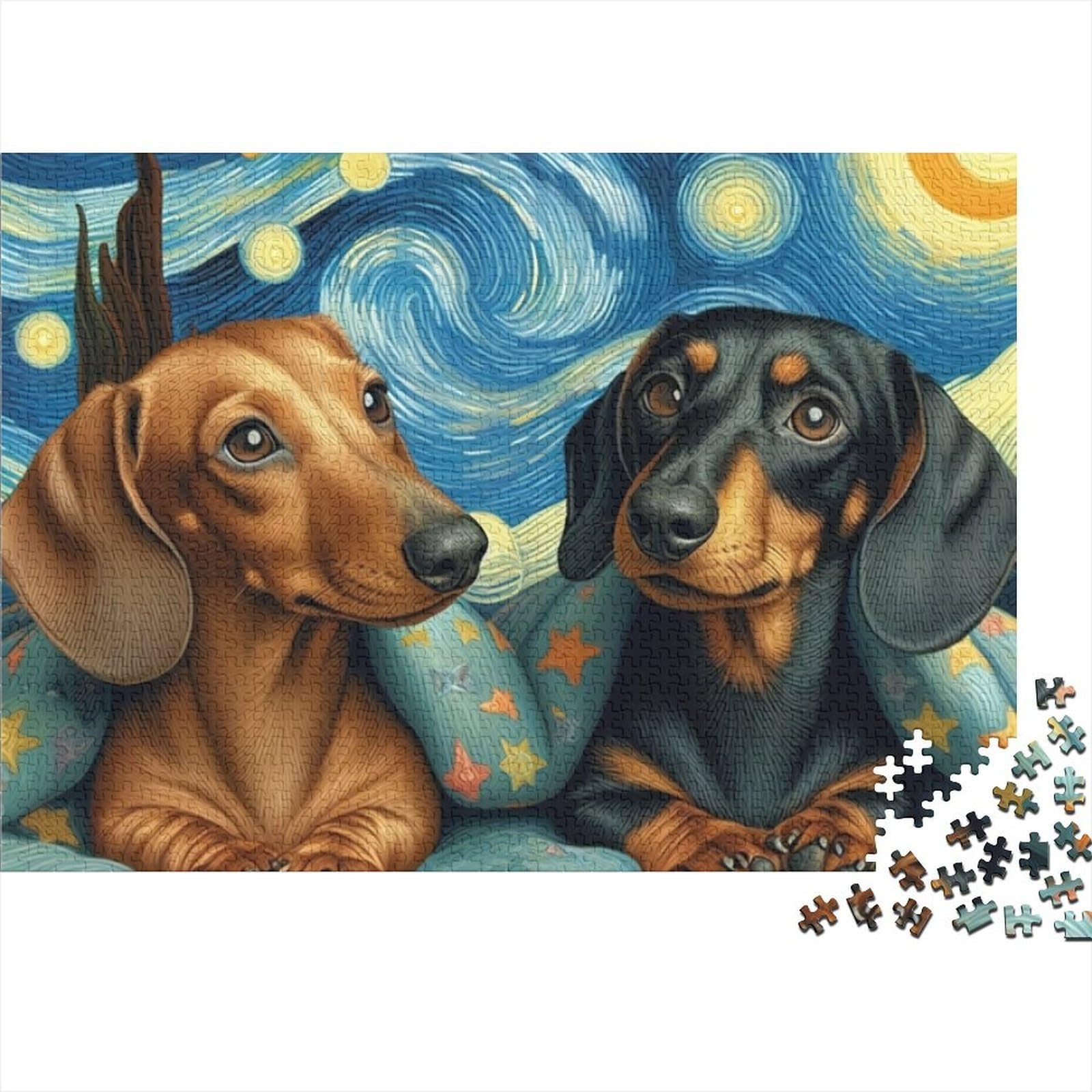 Dachshund 1000 Piece Art Dachshund Jigsaw Puzzle Thick Cardboard for Adults Kids 8+ Stress Relief Home Activity 38x26cm/1000pcs