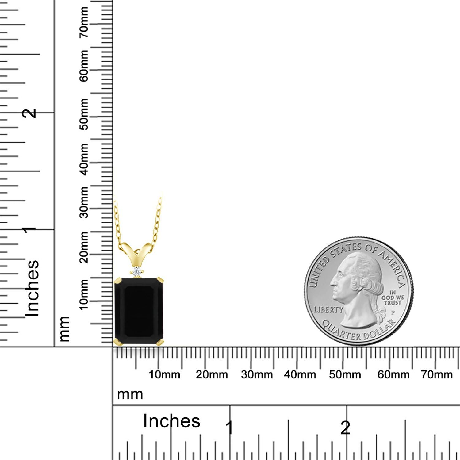 Gem Stone King 5-10 Cttw Gemstone Birthstone and White Diamond Pendant Necklace for Women | 18K Yellow Gold Plated Silver | Emerald Cut 14X10MM with 1MM Round Accent | 18 Inch Chain