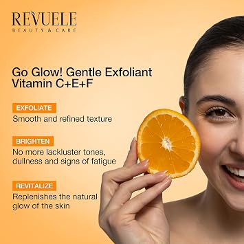 Revuele Go Glow! Gentle Exfoliant 2.7 fl.oz Brightening & Hydrating Daily Face Gel Polish with Vitamins C, E & F Smooth, Radiant Skin
