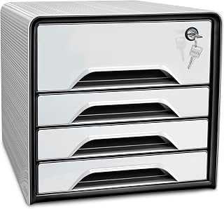CEP Schubladenbox Secure mit 4 Schubladen und Zylinderschloss 7-311 S, Weiss