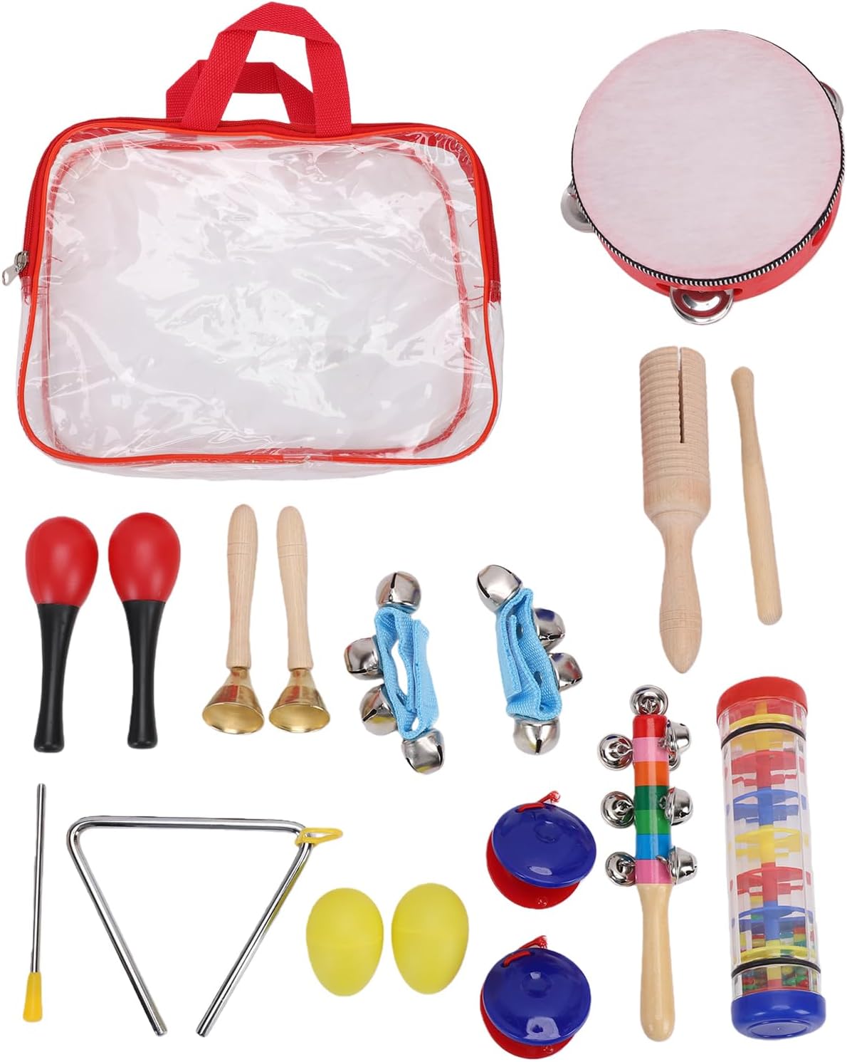 Kids Musical Instruments, 10 Types Percussion Instruments Set, Tambourine Clappers Maracas for 3 to 8 Years Old Girls Boys