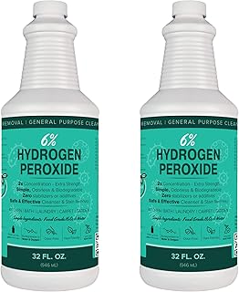 MAXTITE 6% Hydrogen Peroxide (32 Fl Oz, 2 Pack) - Just Food-Grade H2O2 & Water - Ecofriendly Natural Cleaning Solution - Home/Commercial - Kitchen, Bath, Laundry & More - Child-Safe Cap - Made in USA