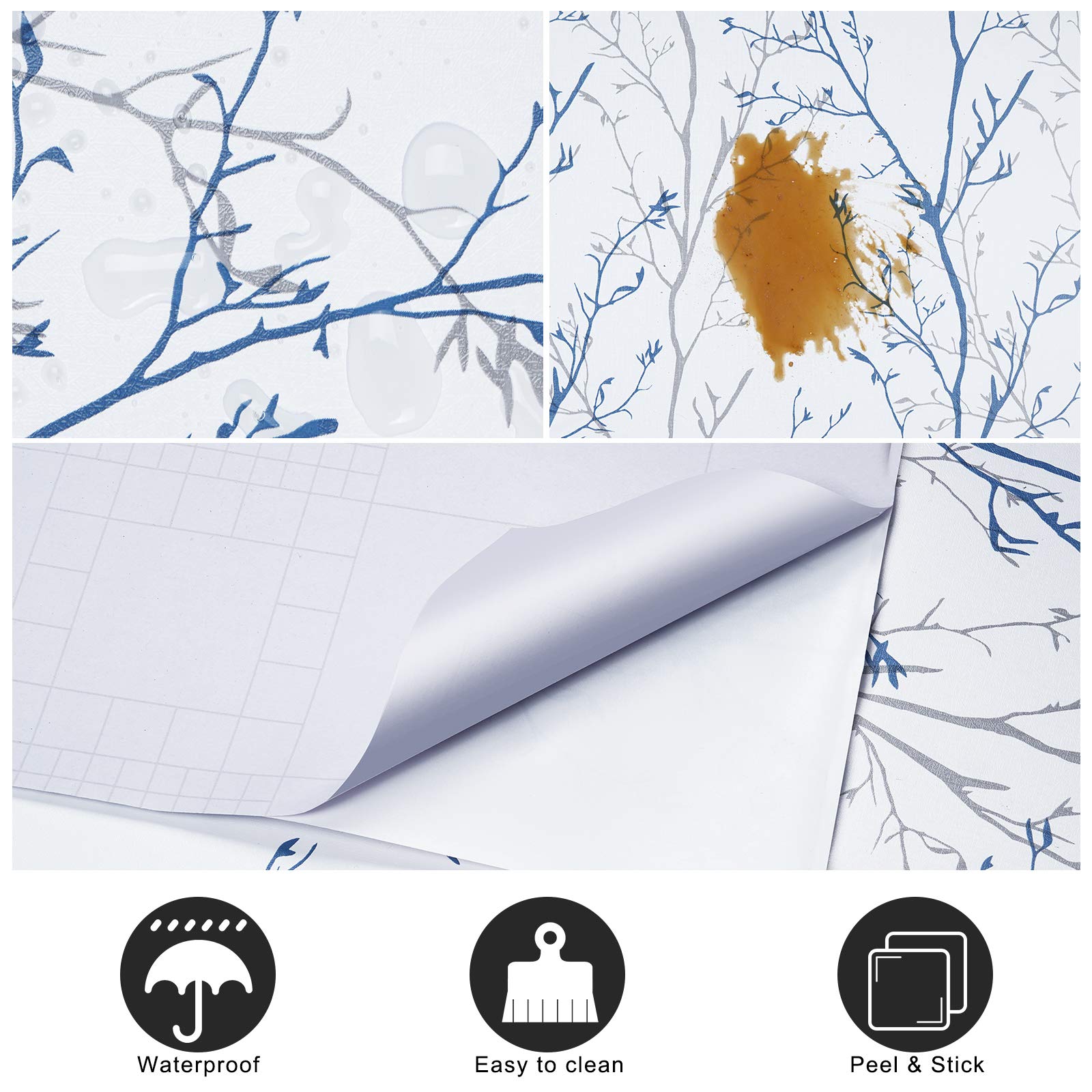 Mecpar Gray Blue Tree Branches Peel And Stick Wallpaper - View #7