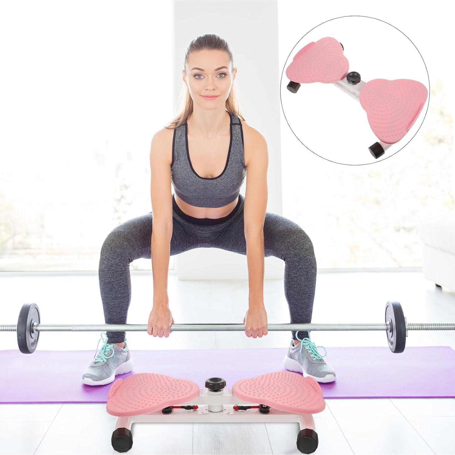 Mikikit Home Fitness Spinner Silent Twisting Waist Disc Adjustable Fitness Plate for Core Strength Waist Exercise Equipment for Home Workouts