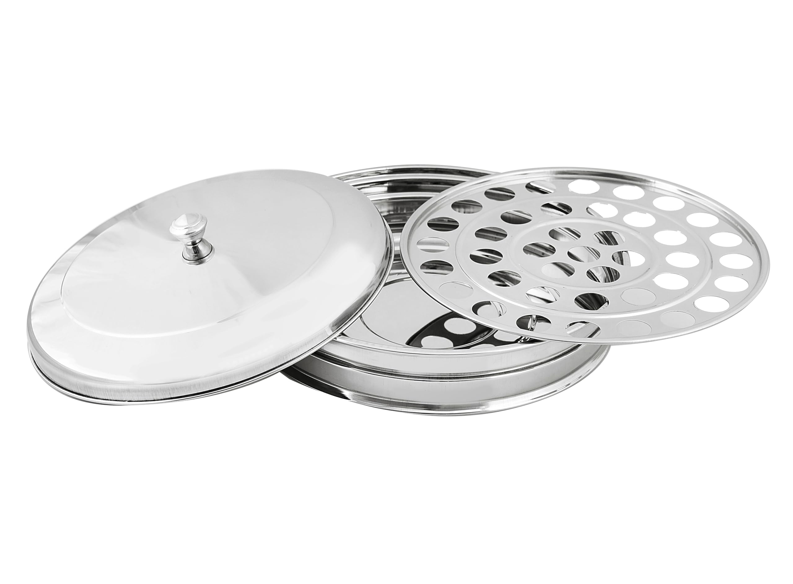 VJR Plateau de Communion chrétienne avec Couvercle - Lot de 1 en Acier Inoxydable argenté | Petit modèle | Fournitures de Communion à l'église | Articles de Communion | Ensemble de Plateaux pour