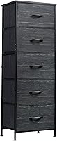 Vista 12 de WLIVE Cómoda de tela, cómoda alta de 5 cajones para dormitorio, organizador de almacenamiento con cubos de tela, parte superior de madera, marco