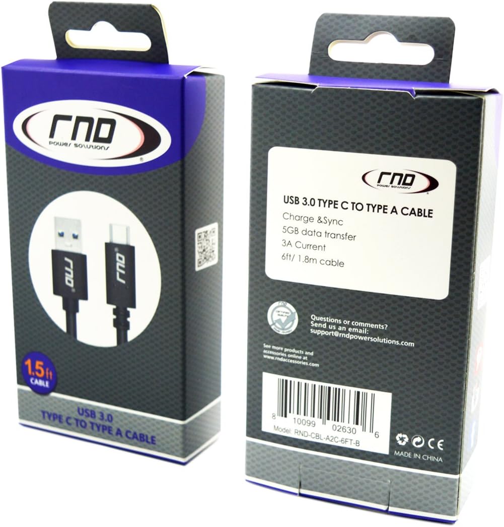 RNDs USB-C to USB-A (3.0) Short Fast Charger 1.5ft Cable (4-Pack) with 56k Ohm Pull-up Resistor for: Pixel, HTC, LG, Samsung Galaxy (S9, S9 Plus, S8, S8 Plus, Note (8, 9)), All Type C Devices (Black)