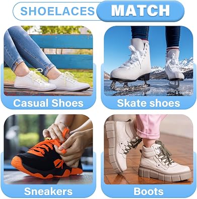 DELELE Solid Flat Shoe Laces: 2 Pairs Thick Shoelaces for Sneakers