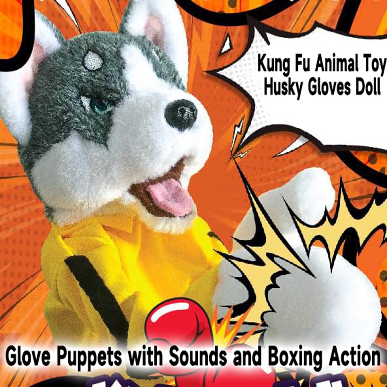 Marioneta De Mano Husky Kung Fu – Peluche Interactivo Con Sonidos Y Acción De Boxeo, Sin Pilas, Para Niños