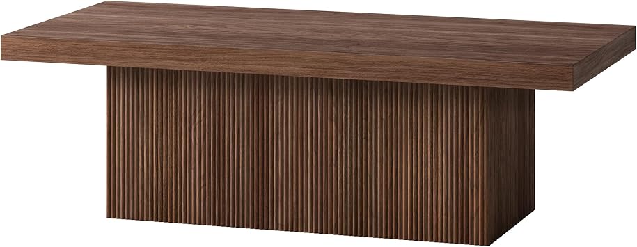 Henn&Hart 48 Modern Fluted Coffee Table, Medium Walnut