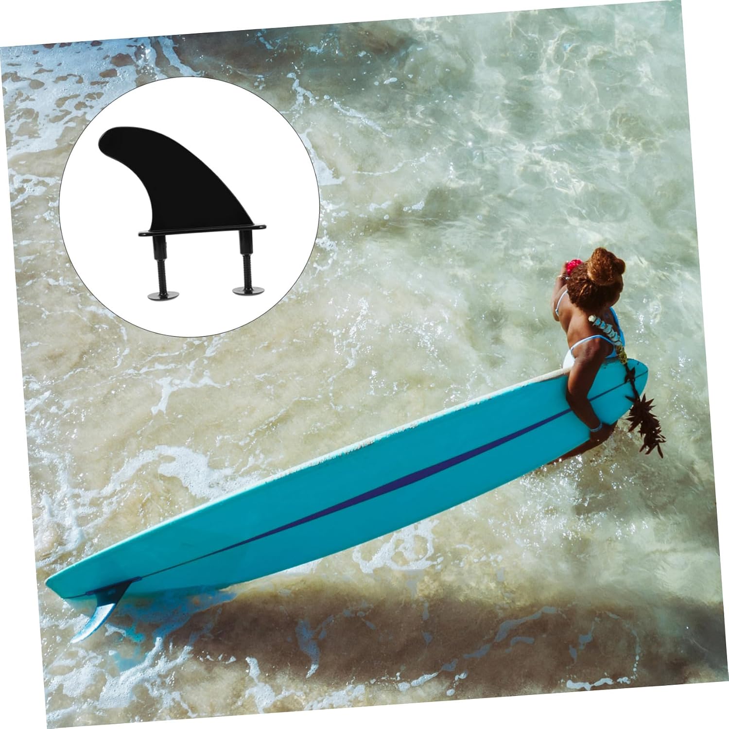WOONEKY 1 Set Slide Surfboard Fins Durable Softboard Fin Replacement with Screw Enhanced Stability for Water Sports and Kayaking for Adults Surfing Enthusiasts