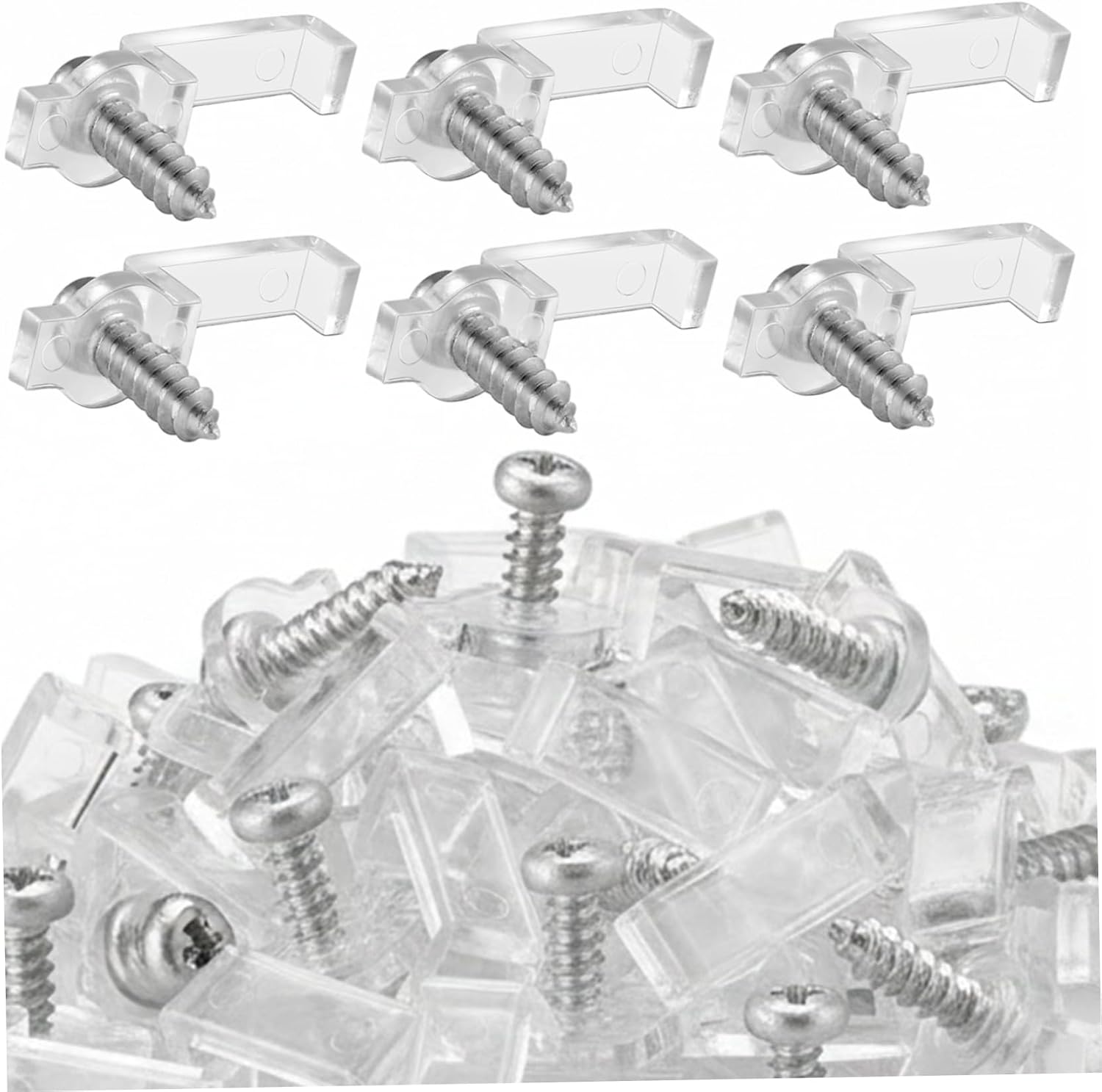 100PCS LED Strip Mounting Clips Waterproof Secure Fixing LED Strip Clips with Screws One-Side, 10mm Wide, Light