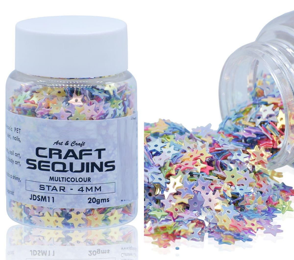 Multicolour Star Sequins, 4mm, Decorative Craft Glitter Star Shapes, 20Grm.-image-47