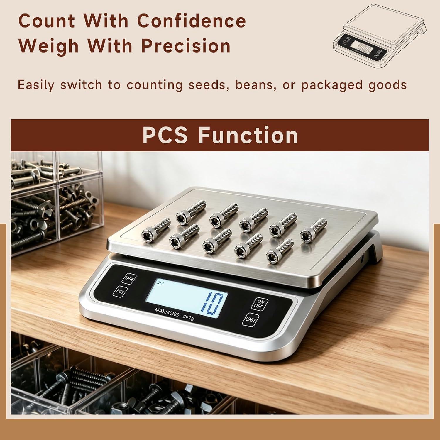 Large Digital Kitchen Scale 88lb/40kg with 0.05oz /1gPprecision for Baking