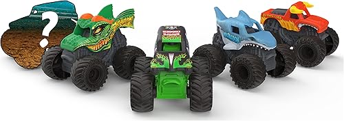 Miniatura 2 de Monster Jam, Mini camiones monstruo coleccionables oficiales, paquete de 5 con 1 camión misterioso, escala 1:87