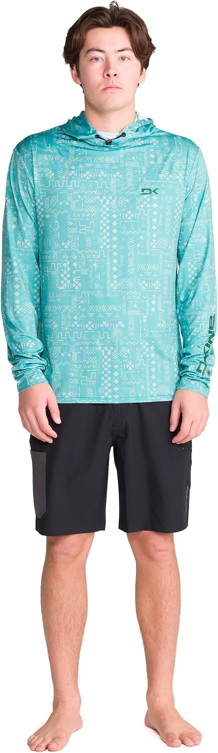 Dakine Men's Hooded Long Sleeve Rashguard – UPF 50+ Protection Swim Top, Quick-Dry Swim Shirt, Blue, Medium