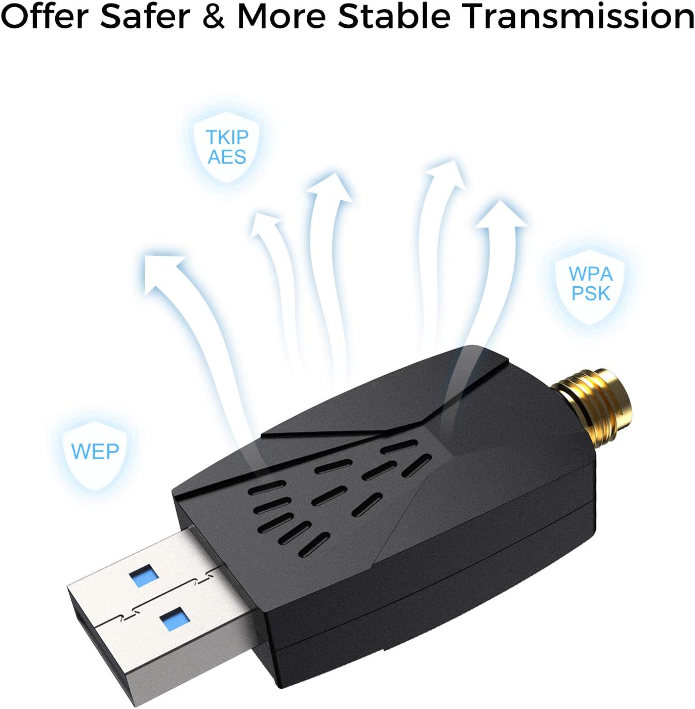 Popular BOWJOY USB WiFi Adapter 1200Mbps USB 3.0 Wireless Adapter for PC Dual Band 2.4GHz/300Mbps+5.8GHz/866Mbps 5dBi High Gain Antenna Compatible with Windows XP/Vista/7/8/10 Mac OS (BJWK12)