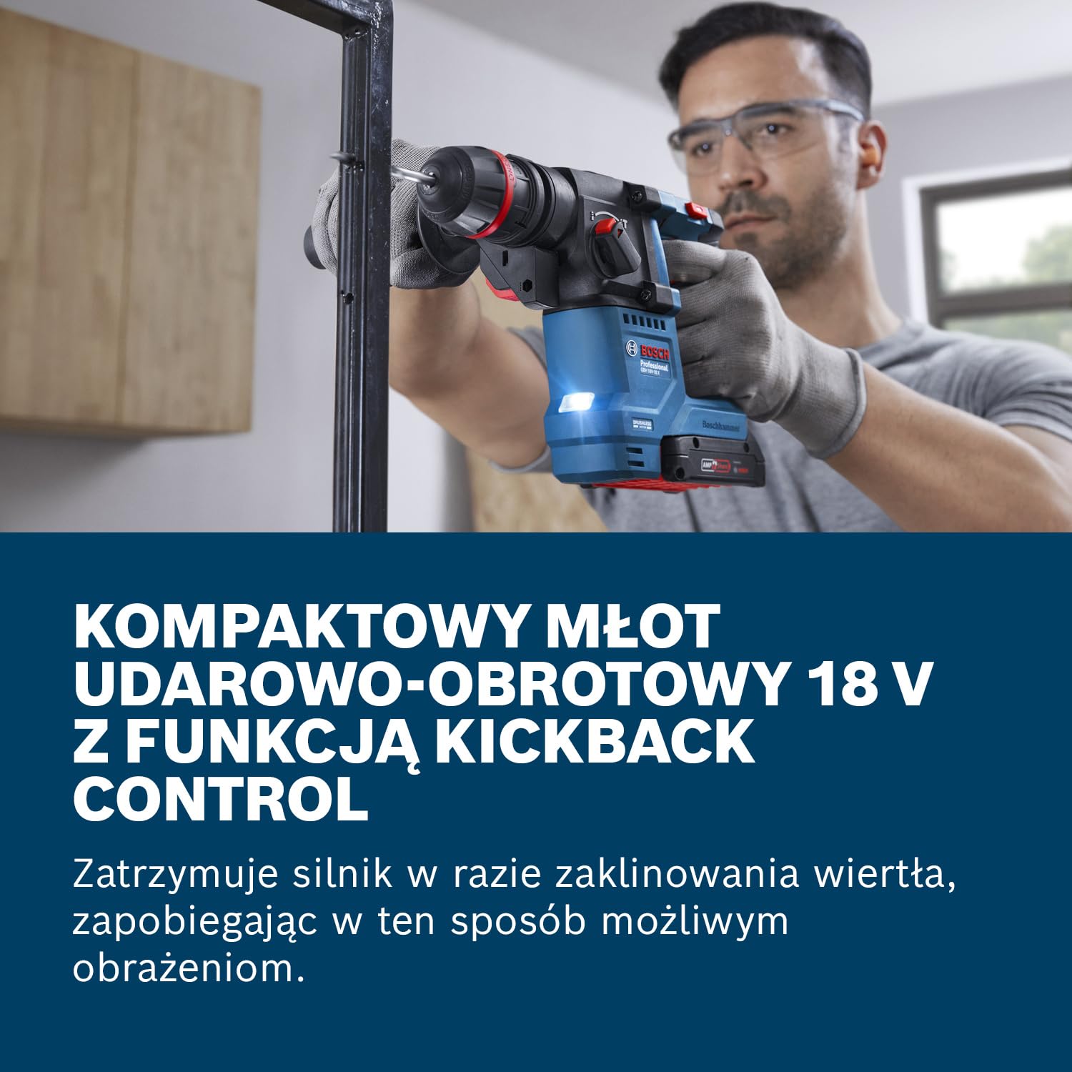 Bosch Professional 18V System Akumulatorowy młot udarowo-obrotowy GBH 18V-18 (uchwyt SDS plus, zestaw: 2 akumulatory 18 V / 2,0 Ah, ładowarka GAL 18V-20)