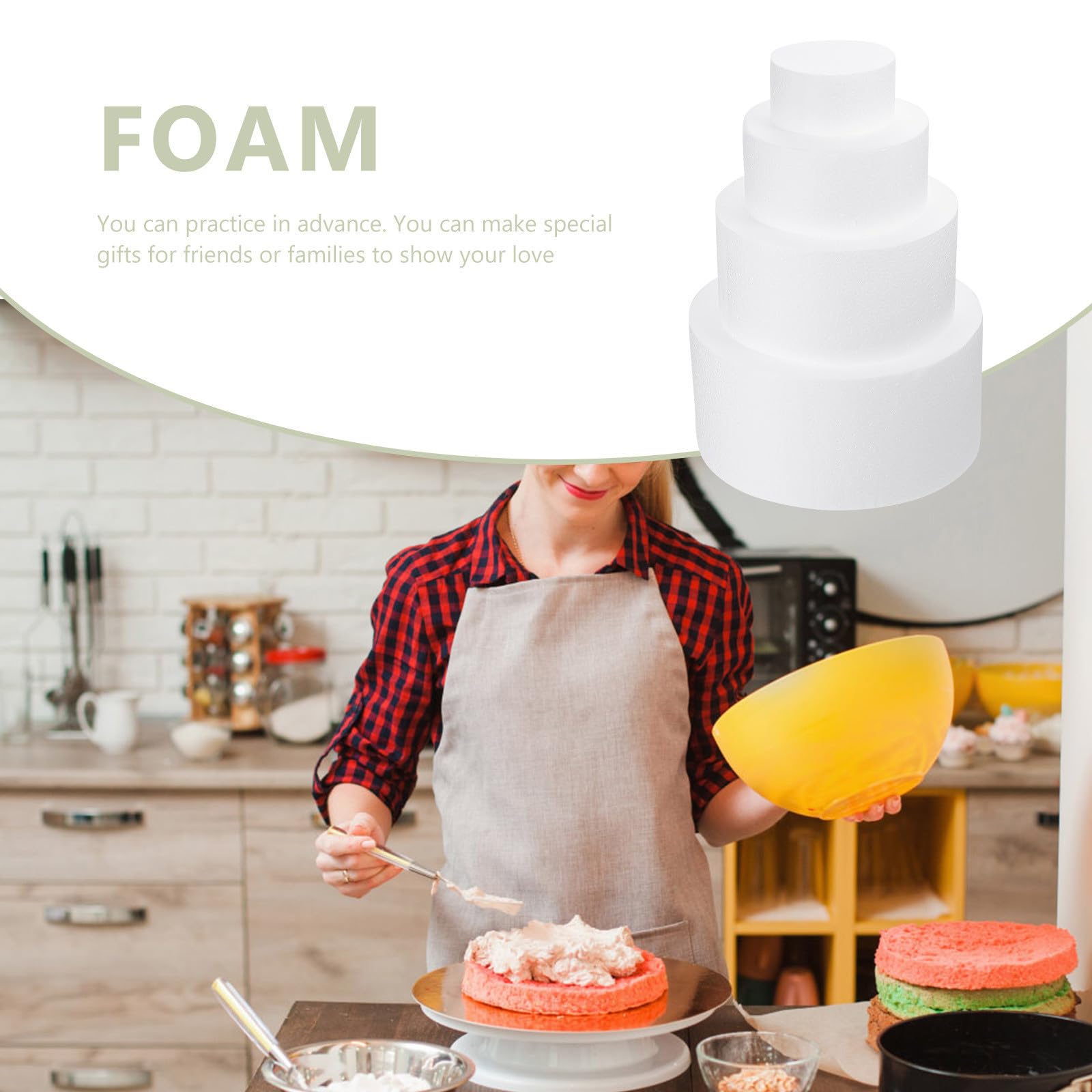 ABOOFAN Set 4 Pezzi Forma Torta in Schiuma Bianca Flessibile per Decorazioni Matrimonio e Party Risparmio Costi per Creazioni Fai da Te