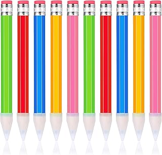WLLHYF 10 Pcs Wooden Jumbo Pencils for Prop, 14 Inch Large Pencil Halloween Funny Big Pencil with Cap Novelty