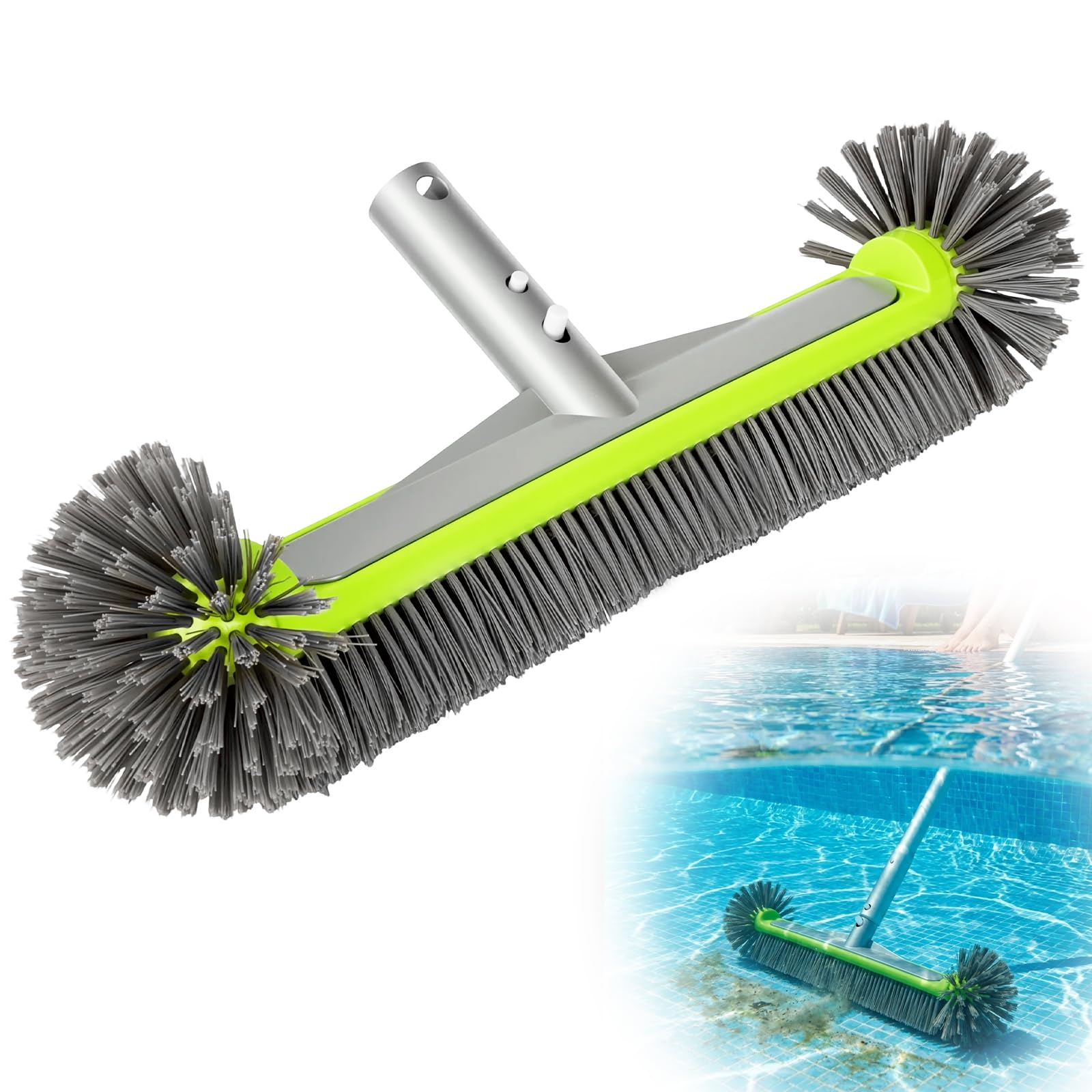 Spazzola per Piscina per Pulizia Efficienti, 43 cm Spazzola Rotonda con Setole a Forma di Semiesfera per Pareti, Fondo e Scalini (Senza Manico)