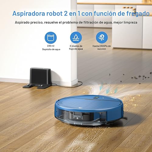 Miniatura 2 de Robot aspirador y trapeador combinado, robot aspirador 2 en 1 con WiFiApp, aspiradoras robóticas inteligentes con fuerte succión, horario, carga