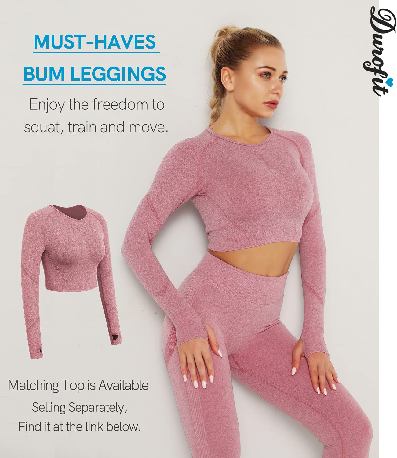 DUROFIT Leggins Donna Push up Leggings Sportivi Vita Alta Anticellulite Pantaloni Palestra per Fitness Yoga Pant