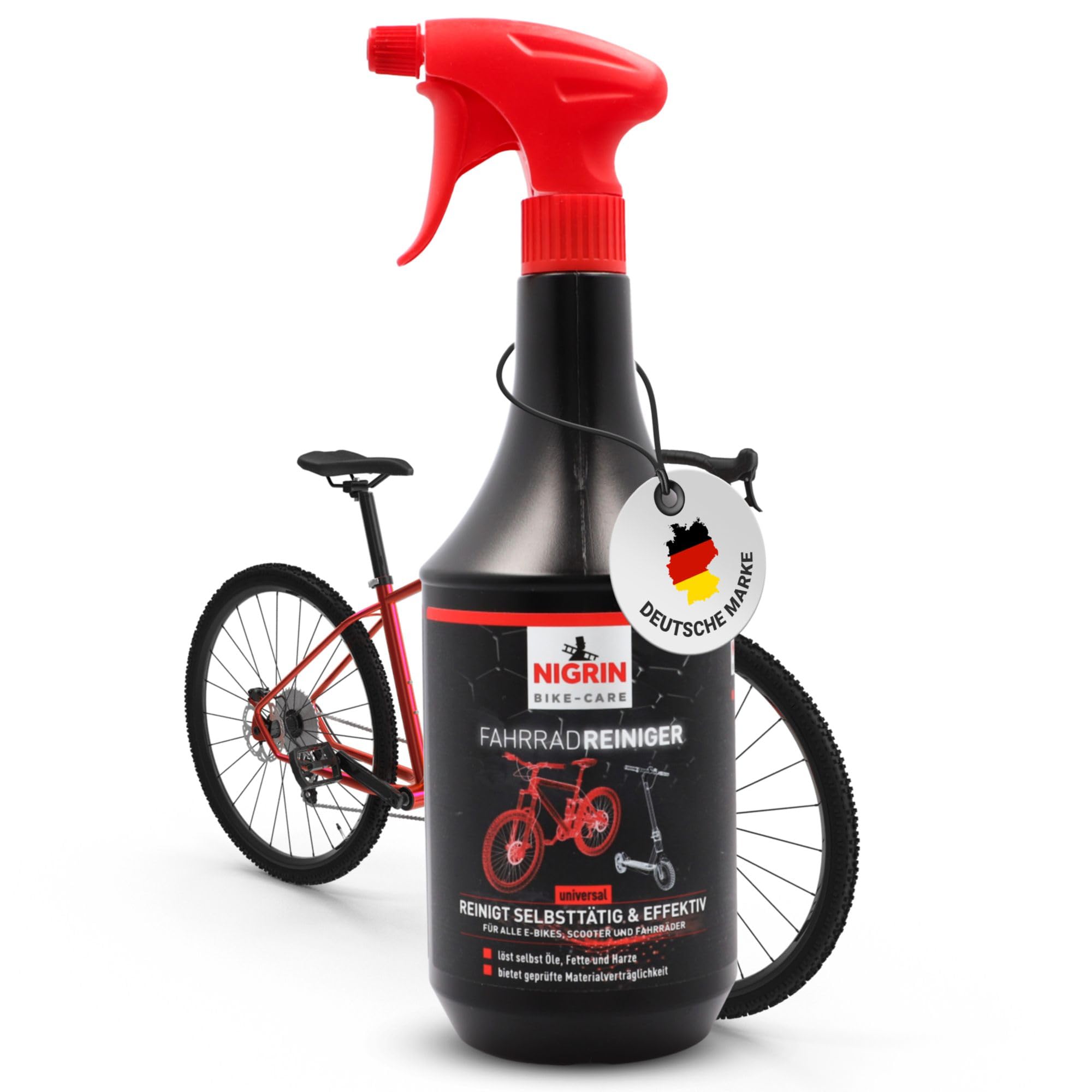 NIGRIN Bike-Care Fahrrad-Reiniger, 1000 ml Sprühflasche, Fahrradreinigung, reinigt selbsttätig und gründlich