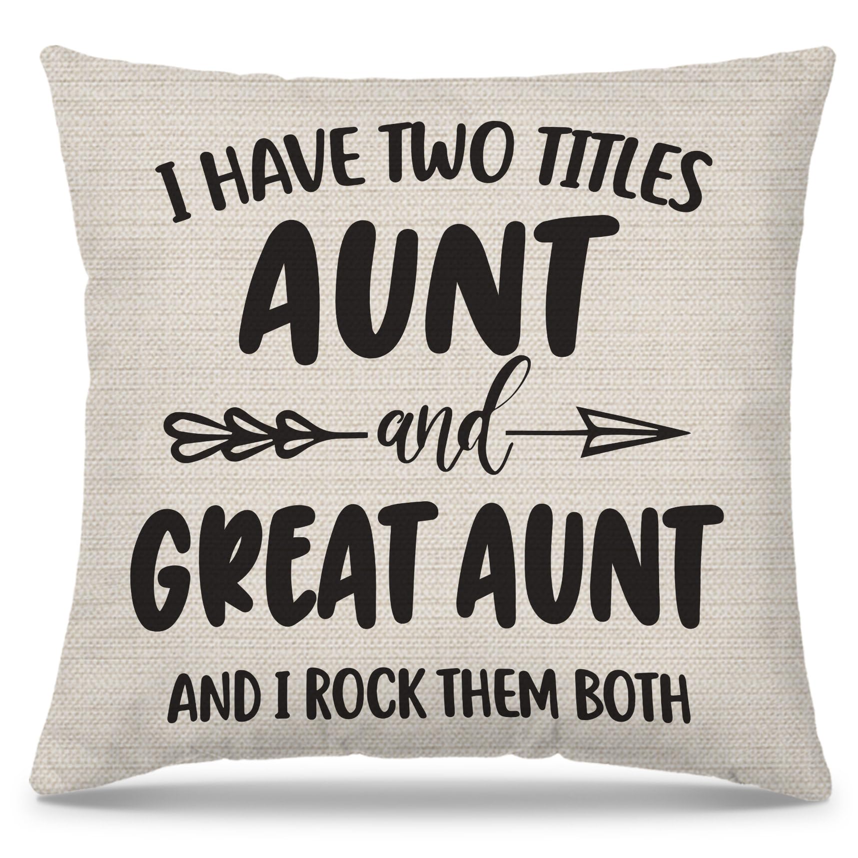 PUHEI I Have Two Titles Aunt and Great Aunt Pillow Covers 18x18, Great Aunt Gifts, Aunt Gifts from Niece Nephew, Aunt Gifts Great Aunt Gifts for