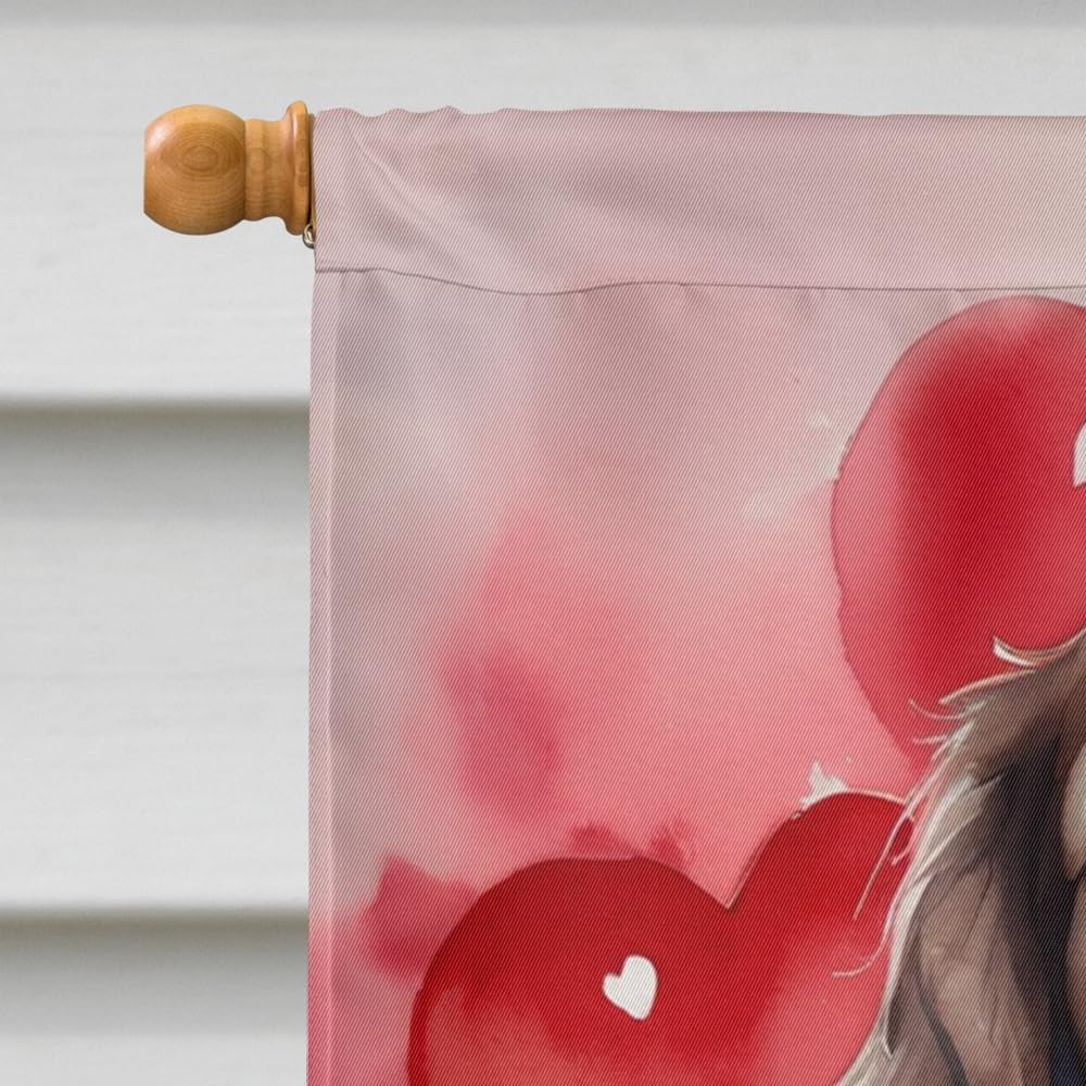 Caroline's Treasures DAC5339CHF English Springer Spaniel My Valentine House Flag Large Porch Sleeve Pole Decorative Outside Yard Banner Artwork Wall Hanging, Polyester, House Size, Multicolor