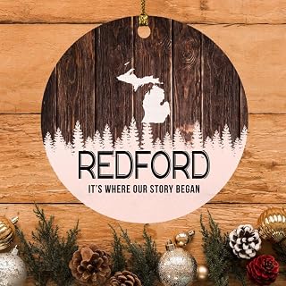 Redford Ornament Redford MI Ornaments Michigan - It's Where Our Story Began - Vintage Christmas Ornament Gift Round 3"