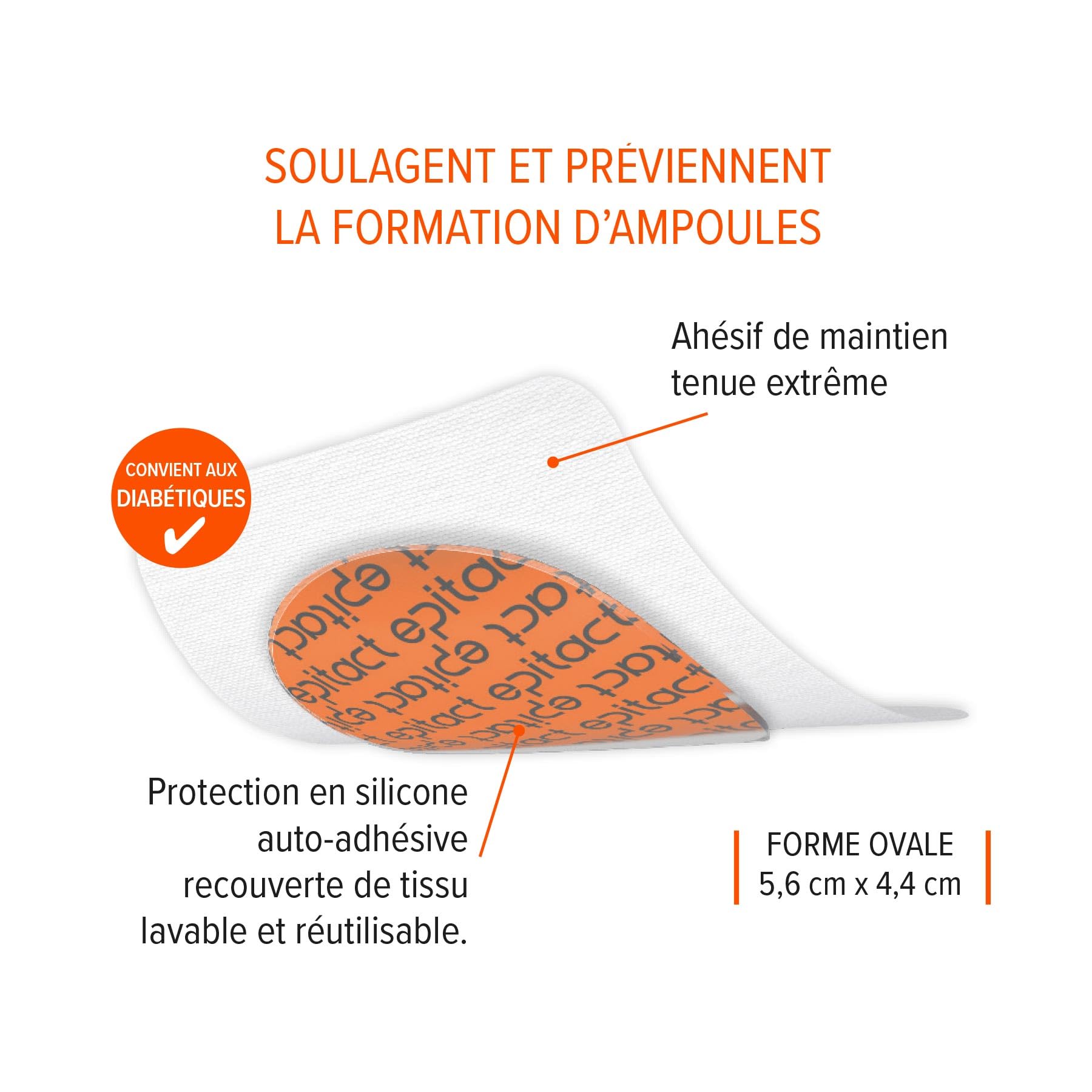 EPITACT | Protections Ampoule Pied Sport | Préviennent et Soulagent les Ampoules, Irritations | Protègent des Frottements, Répartissent les Pressions | Lavables | Tenue Optimale | Innovation Française