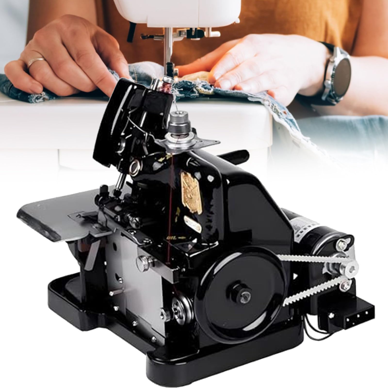 Perforadora de Perlas, remalladoras y overlock de 250 W, Longitud de Puntada Ajustable y 3000 Puntadas por Minuto, para Diversos Materiales: algodón, Lana y géneros de Punto Black
