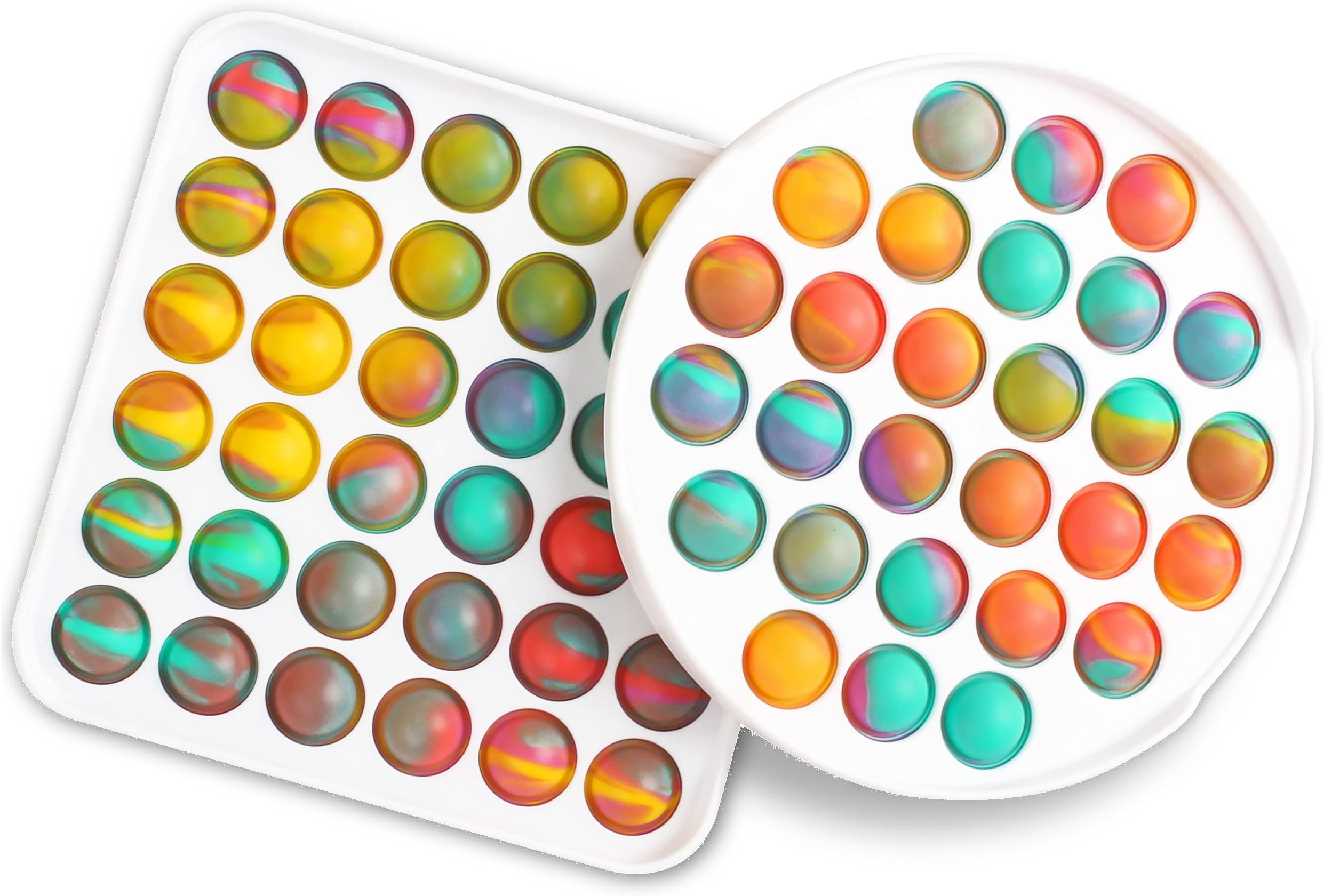 Crochit Pop It Bubble Sensory Fidget Toy - Push Pop Pressure Stress Reliever Silicone Toy Autism Special Needs ADHD - Squeeze Sensory Toy for Kids Adult White and Ombre - Pack Of 2