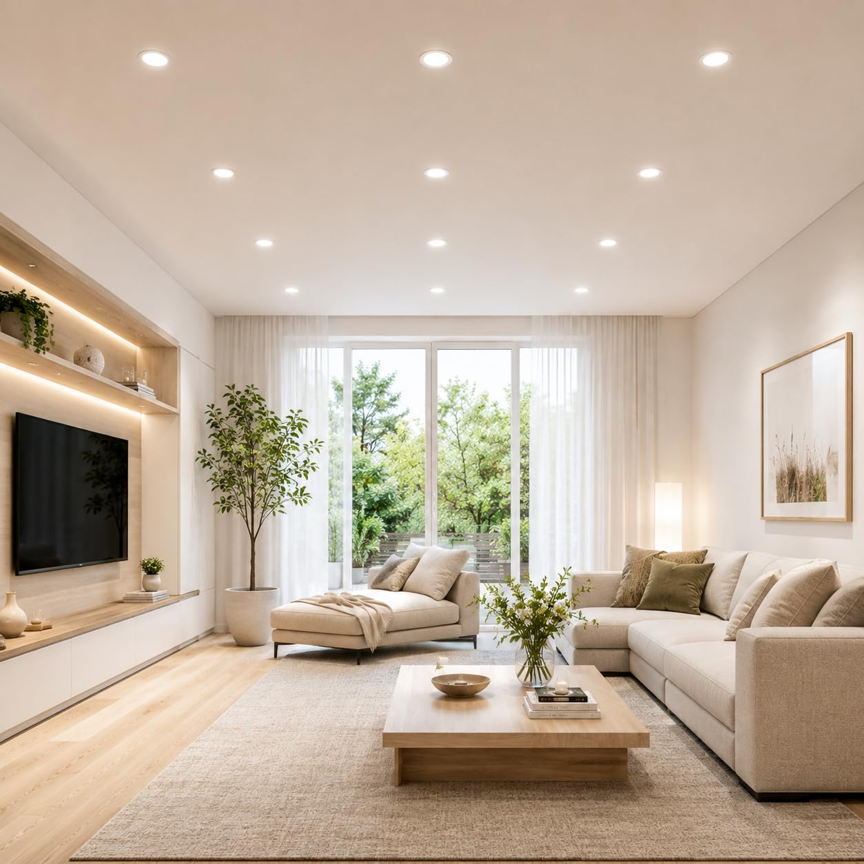 3er Set LED Einbaustrahler Tom 12V 5W - Rahmen in Edelstahl-Optik - 4000K Neutralweiß, 400 lm - mit Trafo, Verteiler und MR16-Fassungen inkl. 120 cm Kabel - Für den Austausch bestehender Halogenspots