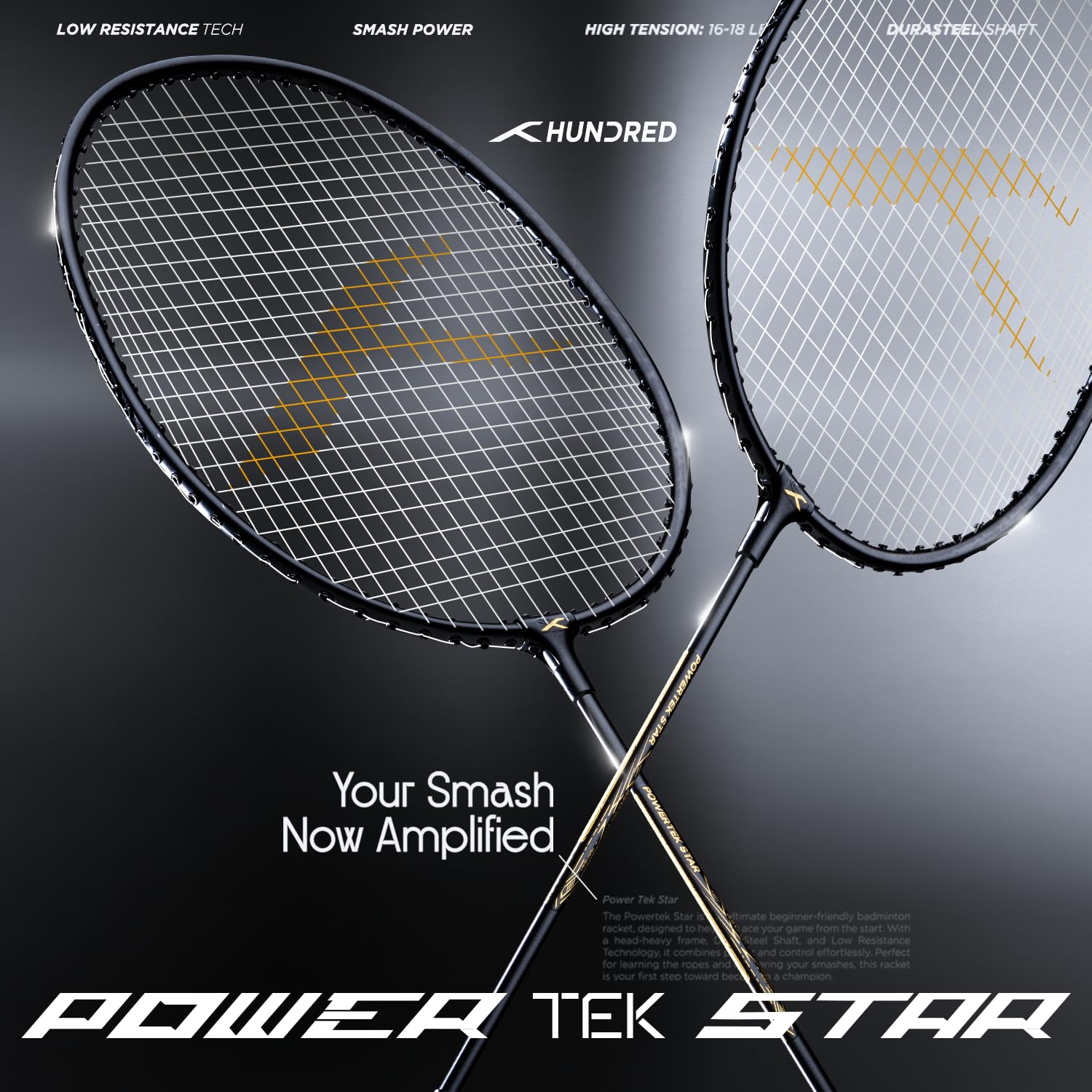 Hundred Powertek Star - Set di Racchette da Badminton Unisex Adulto