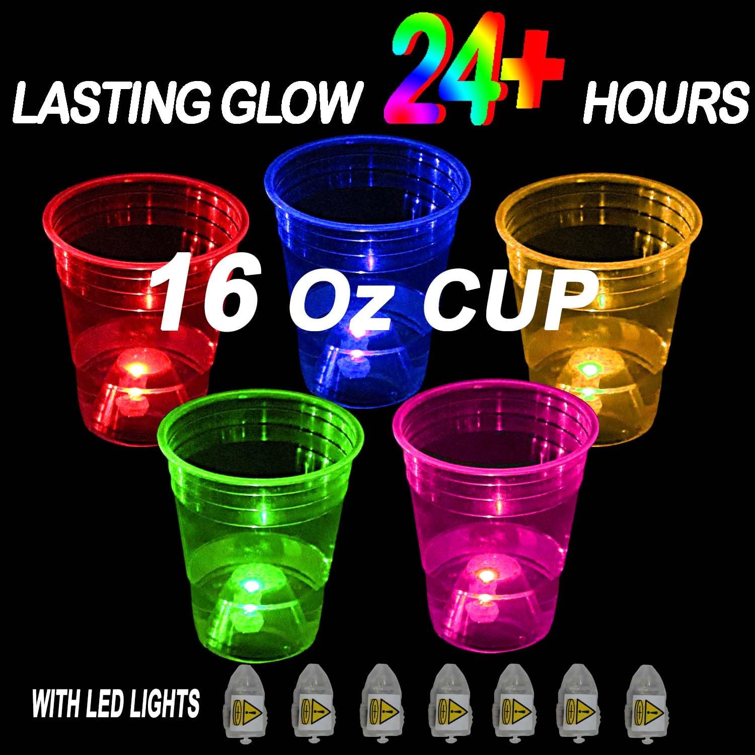 24 Pcs Glow Party Cups,Cups Favors for Party Supplies,Glow in the dark Party Cups for Indoor Outdoor Nighttime Party,21st 30th 40th 50th Birthday Party - Image 2