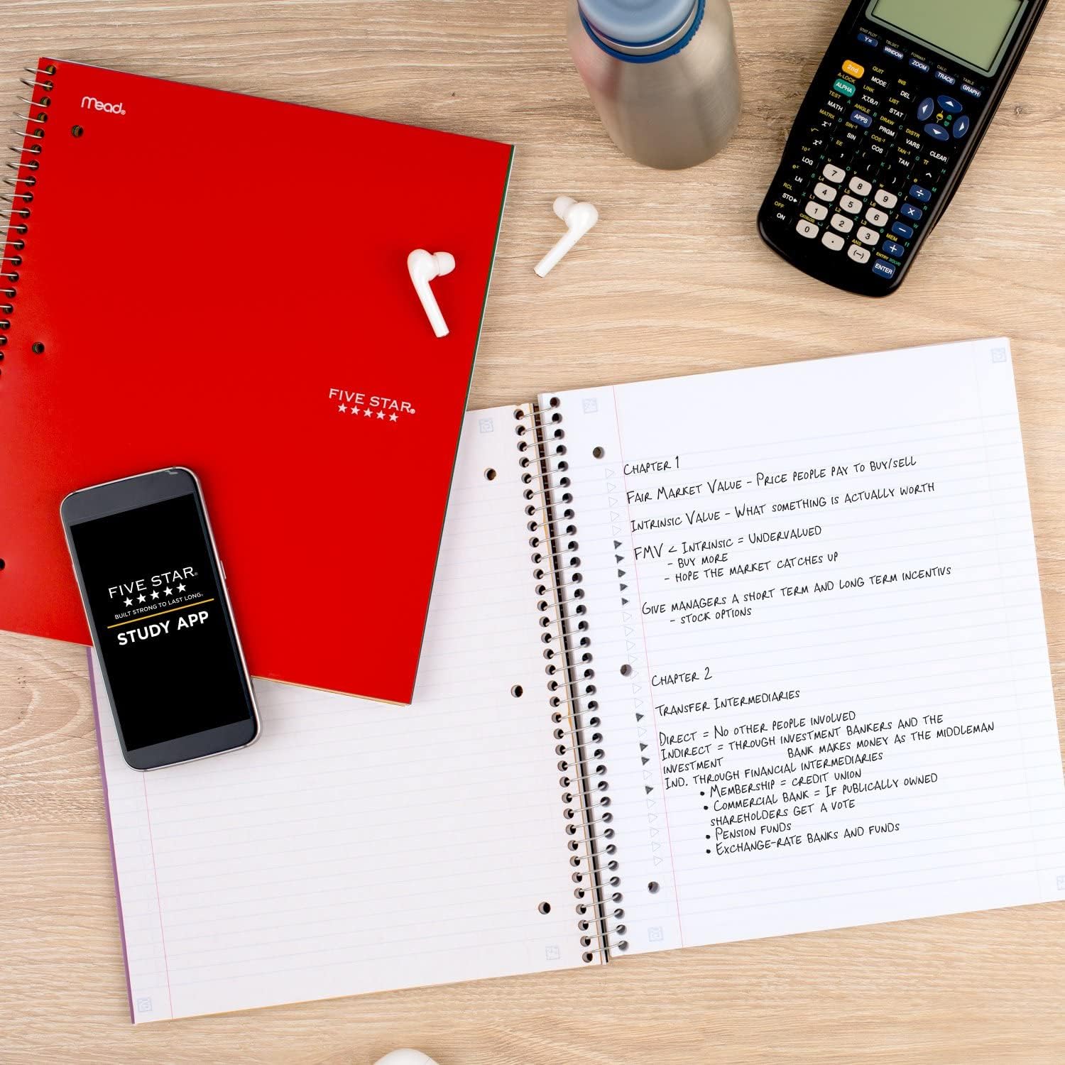 Five Star Spiral Notebook + Study App, 5 Subject, College Ruled Paper, Fights Ink Bleed, Water Resistant Cover, 8-1/2" x 11", 200 Sheets, Color Will Vary (06208) : Five Star Notebooks : Office Products