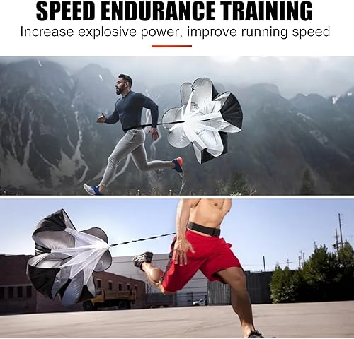Miniatura 7 de FACULX El juego de entrenamiento de velocidad y agilidad incluye paracaídas de resistencia para correr, fuerza explosiva, cuerda de resistencia para