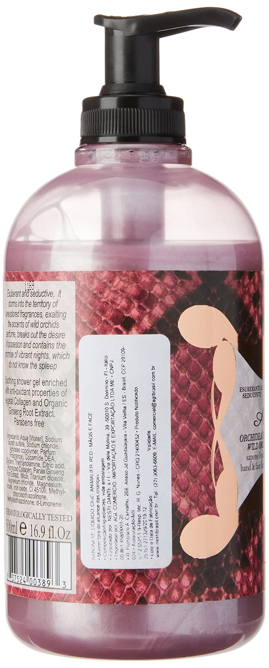 Nesti Dante Sıvı Sabun Chic Animalier Red Vahşi Orkide Kokusu Antioksidant Kolajen Vegan Bakım 500 ml
