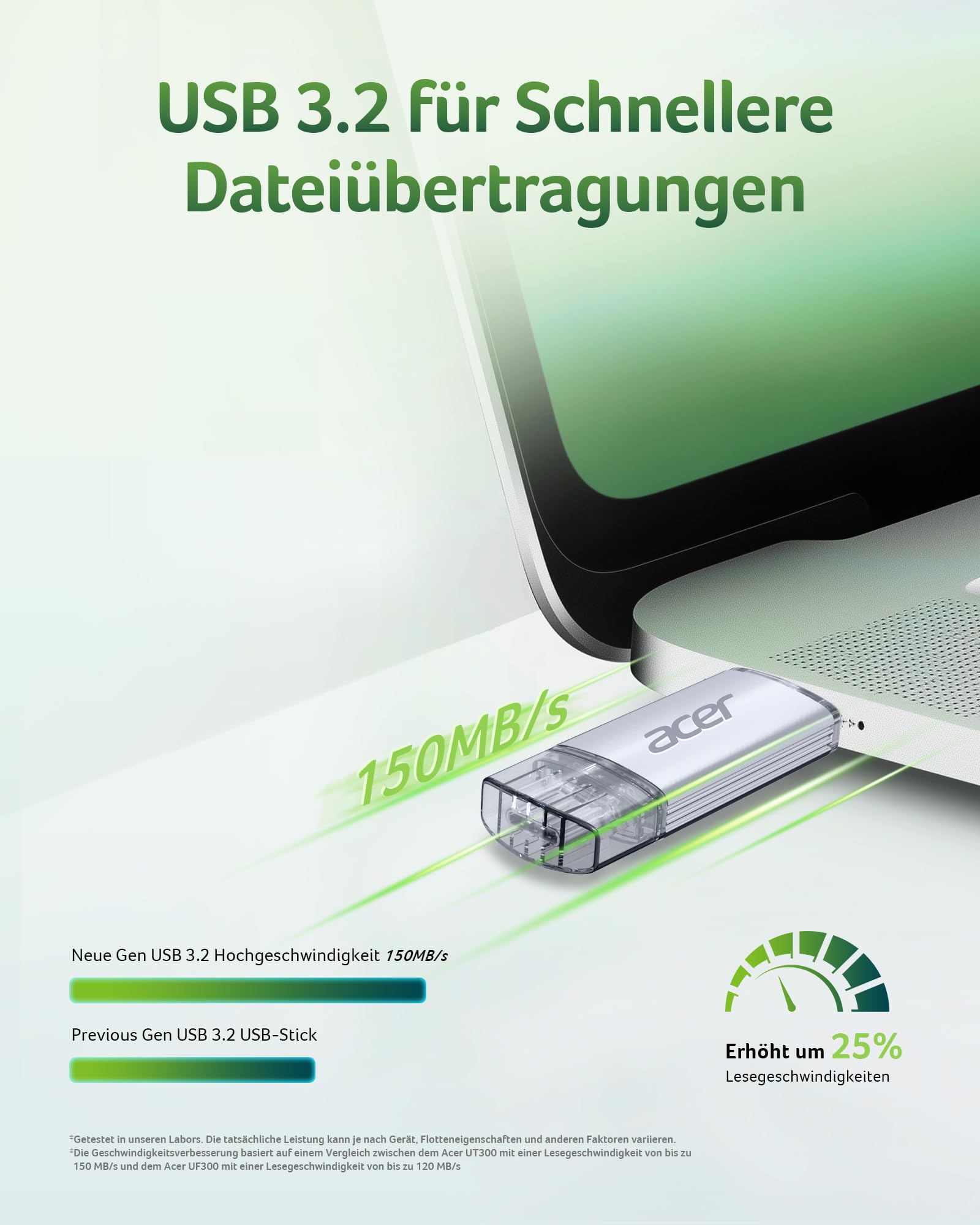 Acer UT300 256GB USB 3.2 Gen1 Flash Drive Dual-Anschluss Typ-A & Typ-C 150 MB/s