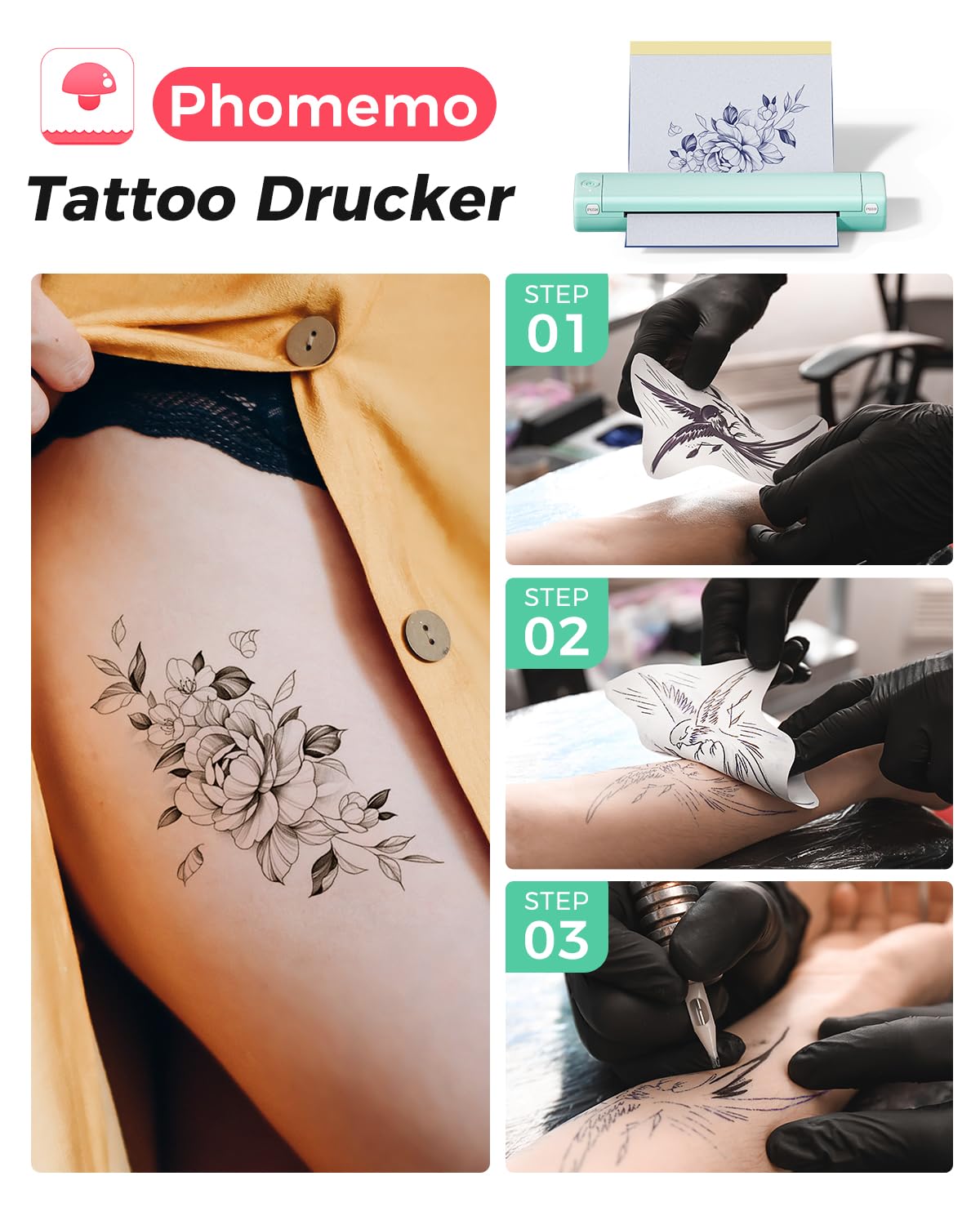 Phomemo M08F Tattoo Transfer Drucker - Kabellos Für Tattoo Vorlagen