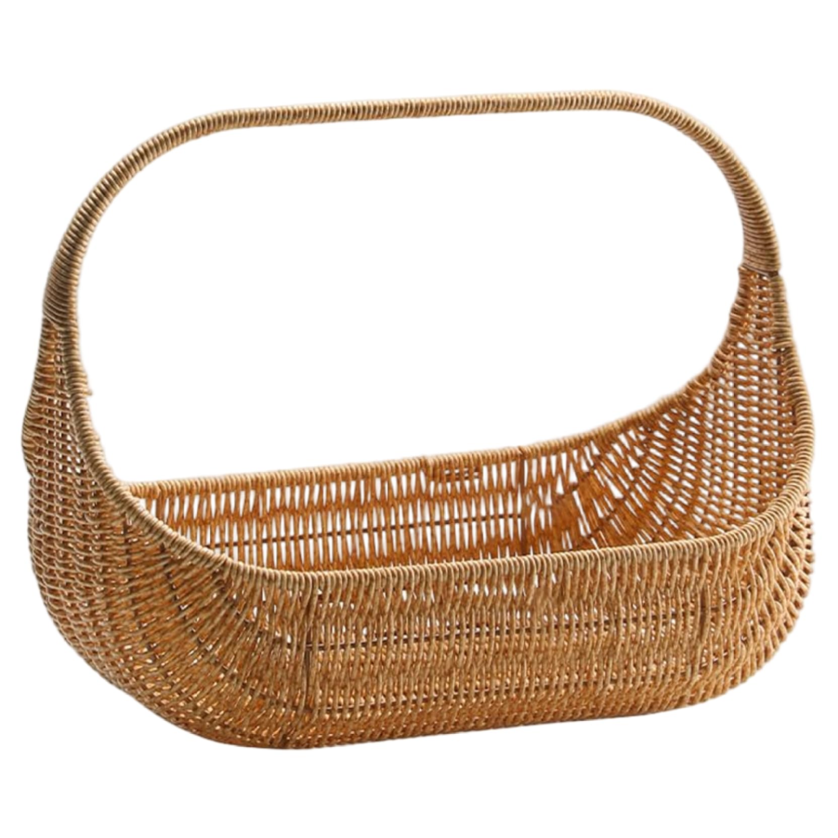 Takingup Harvest Basket Wedding Flower Girl Wicker Basket with Handle Multipurpose Rustic Woven Bucket for Serving Vegetables Kitchen - Harvest