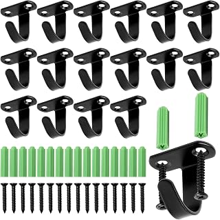 Zxmxzkx 16 Pack Black Stainless Steel Screw Mounted Ceiling Hooks, Under Cabinet Hooks Towel Hooks Heavy Duty Coat Hook Hanger for Kitchen Bedroom Bathroom Cabinet