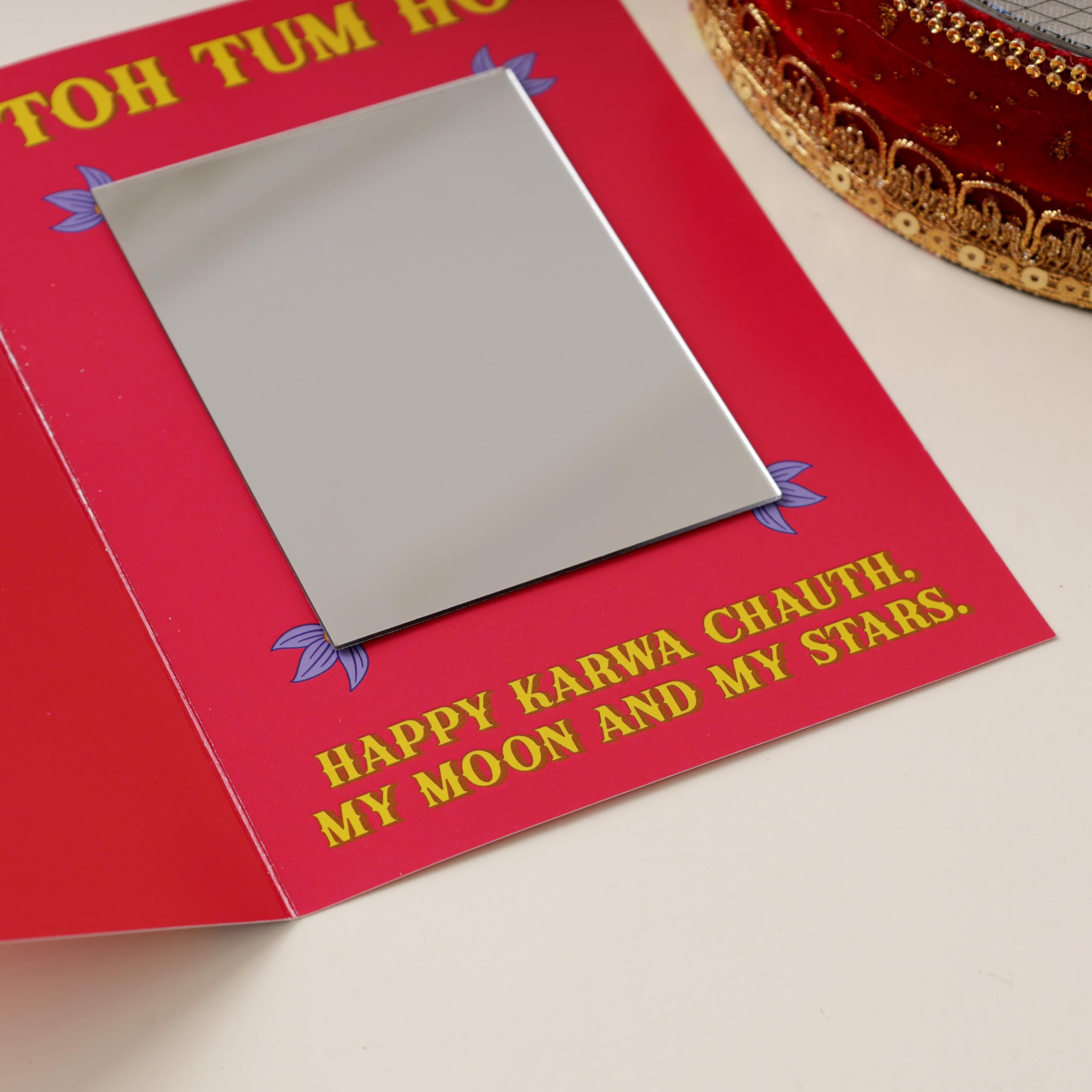 Oye Happy - Romantic Karwa Chauth Mirror Card - Best Gift for Wife/Fiance on Karwa Chauth 3