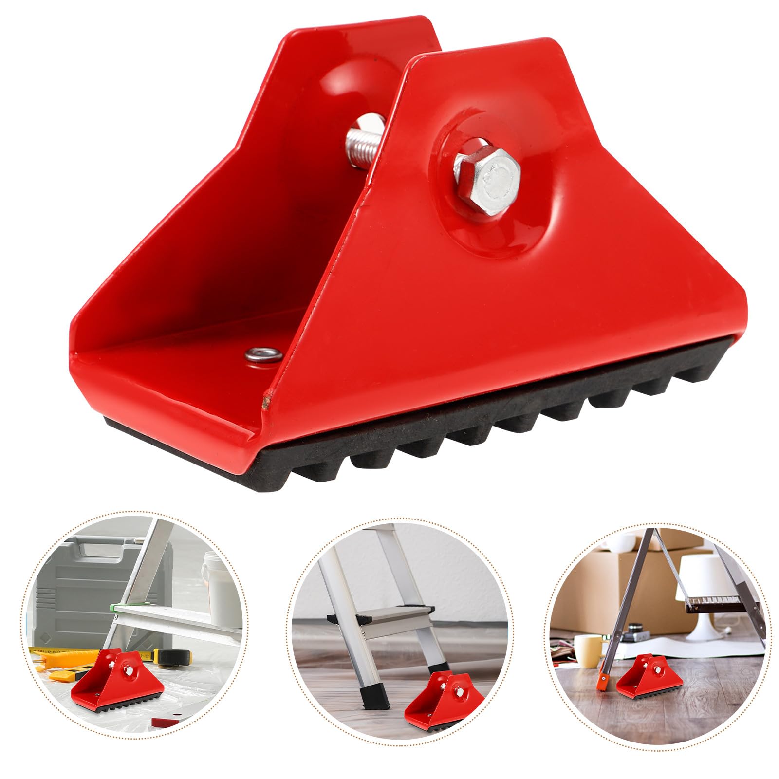 CHILDWEET 2 Pezzi Piedini per Scala Antiscivolo Rosso in Lega di Alluminio Design Flessibile e Gomma per Sicurezza su Terreni Irregolari, Interno ed Esterno