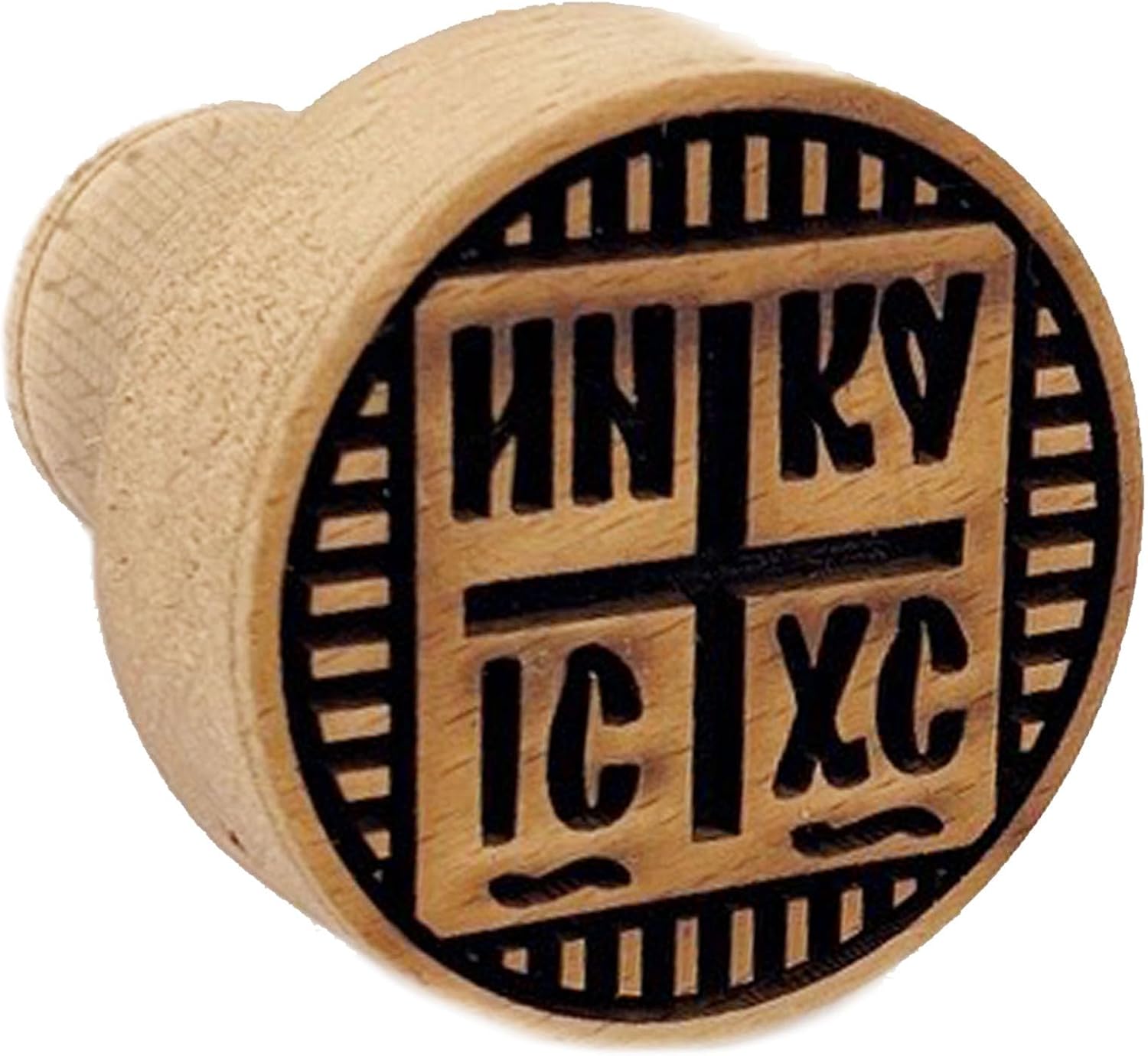 Alexandra Int'l Prosphora Seal Circular Wood Stamp for The Holy Bread Seal Stamp Orthodox Liturgy 2 3/8 Diam