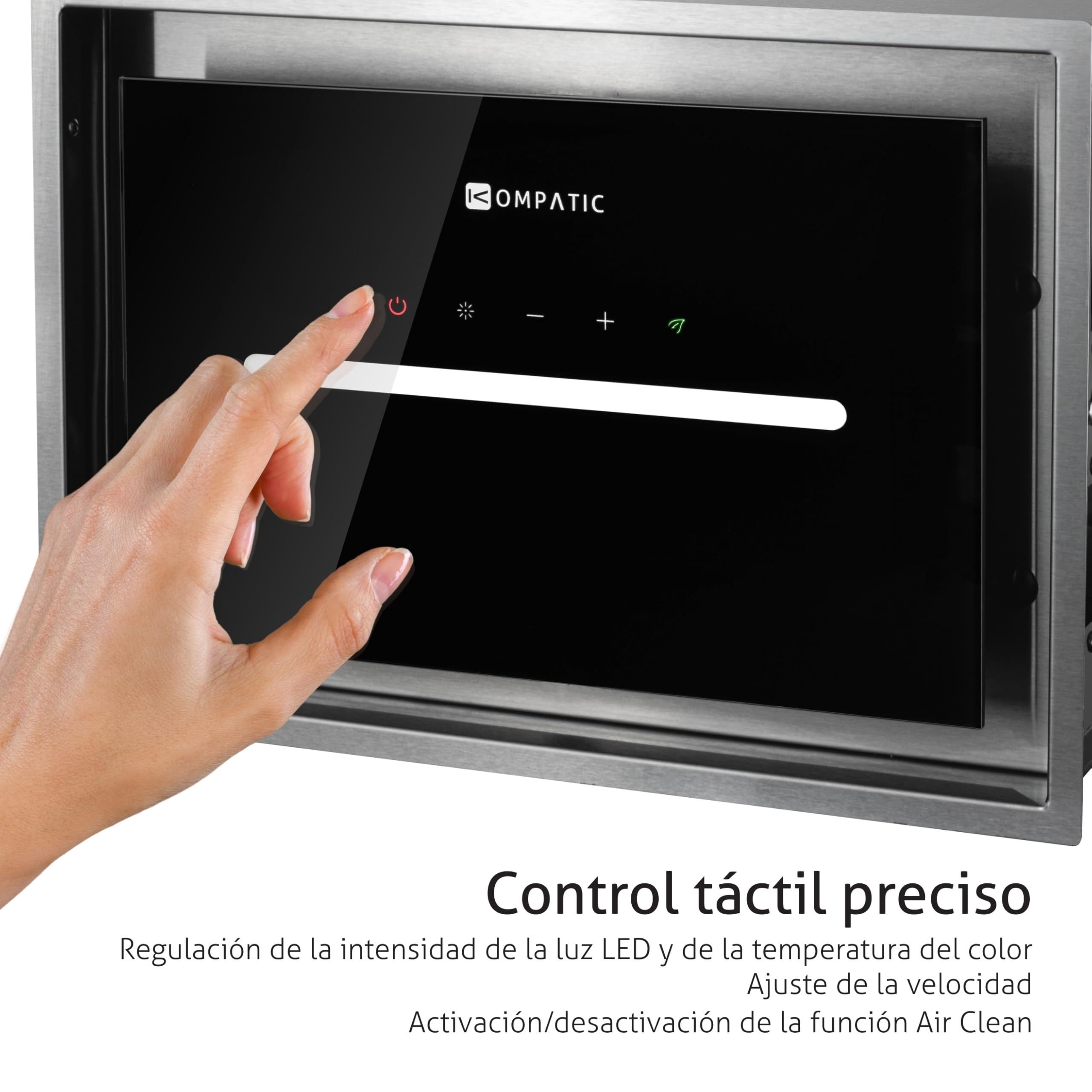 HANA 40 KPHN40BIS Campana Extractora Encastrable, A++, 450 m³/h, Control Gestual, Touch, Mando a Distancia, Modo de Purificación de Aire, LED Regulable, Ajuste Temperatura Color, 40 cm