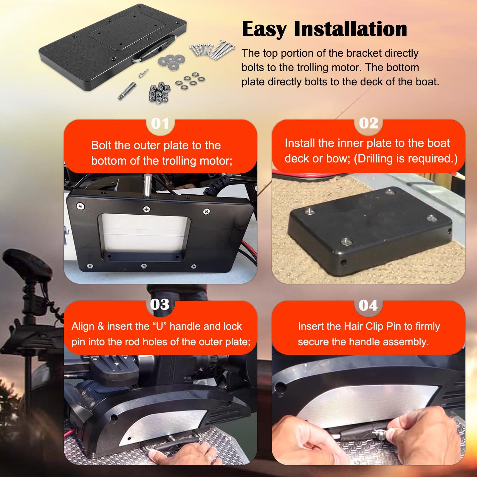 1854021 MKA-21 Kit staffa a sgancio rapido composito compatibile con Ulterra/Terrova/PowerDrive/PowerDrive V2/PowerDrive Pontoon/Deckhand 40, non utilizzare per motori con lunghezza albero da 182,9 cm